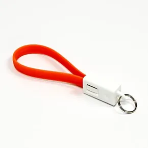 USB-Kabel (2.0), USB A M- USB micro B M, 0.2m, orange, Logo, blistr, Schlüsselring